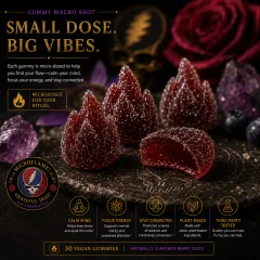 Berry Bliss gummy macro shot — small dose, big vibes