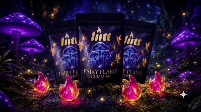 Three pouches of MicroFlame gummies