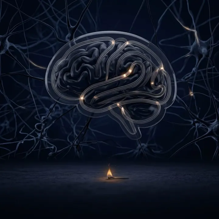 Animated golden brain with neural energy and flame — what to expect with microdosing